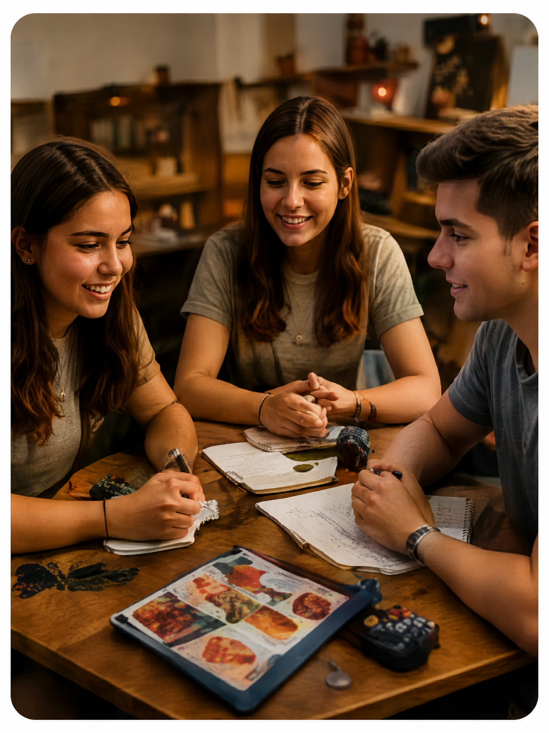 Alunos praticando inglês